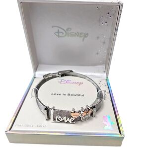 Disney's Minnie Mouse Two Tone Crystal Accent Love Mesh Bracelet